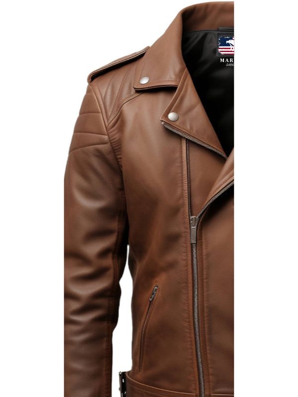 Men's Brown Moto Leather Biker Jacket