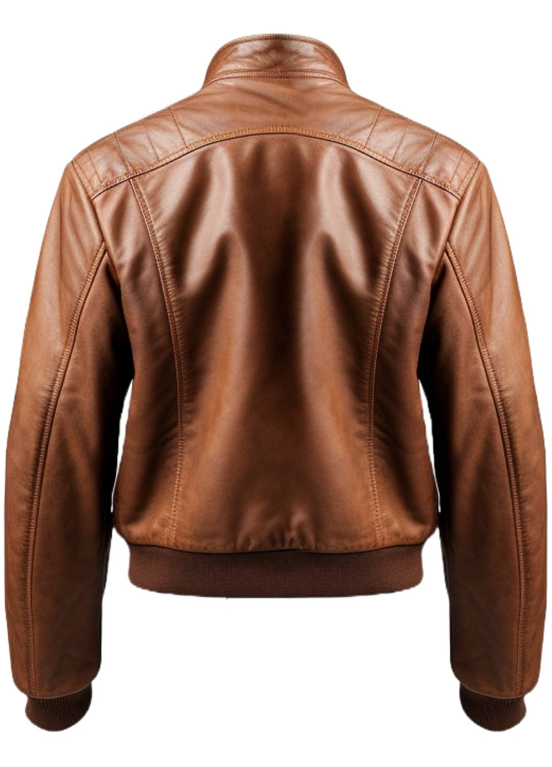 Men's Brown Leather Bomber Jacket