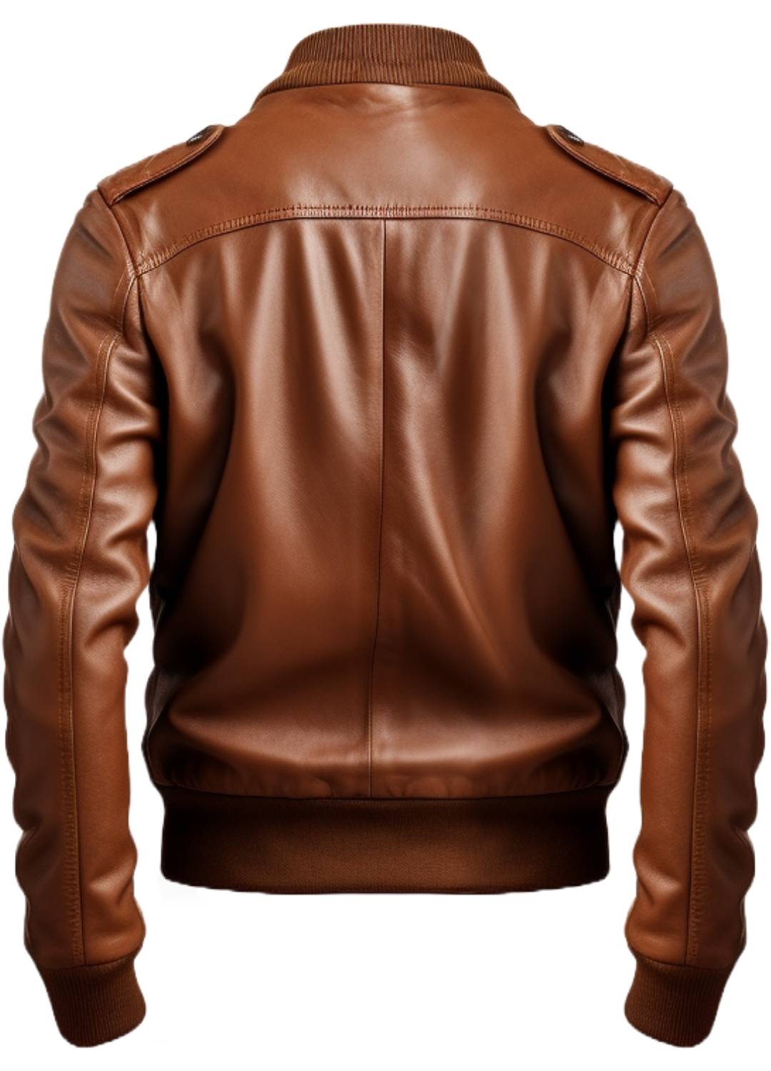 Men's Brown Leather Strap Pocket Jacket