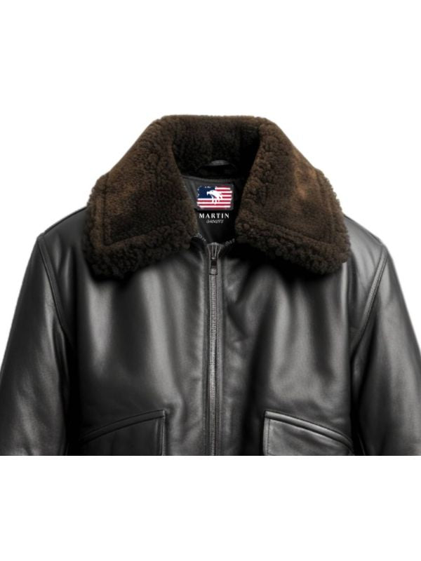 Men's Black G1 Flight Leather Bomber Jacket