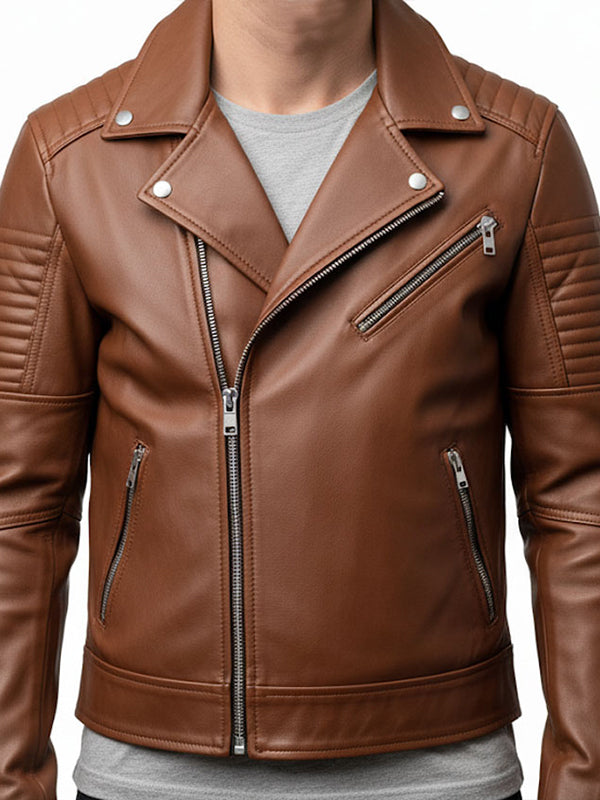 Men's Jordan Brown Leather Biker Jacket