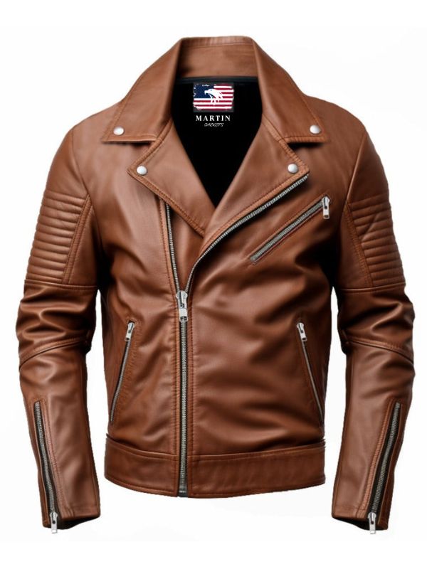 Men's Jordan Brown Leather Biker Jacket