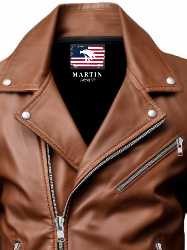 Men's Jordan Brown Leather Biker Jacket