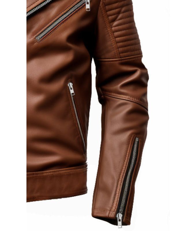 Men's Jordan Brown Leather Biker Jacket