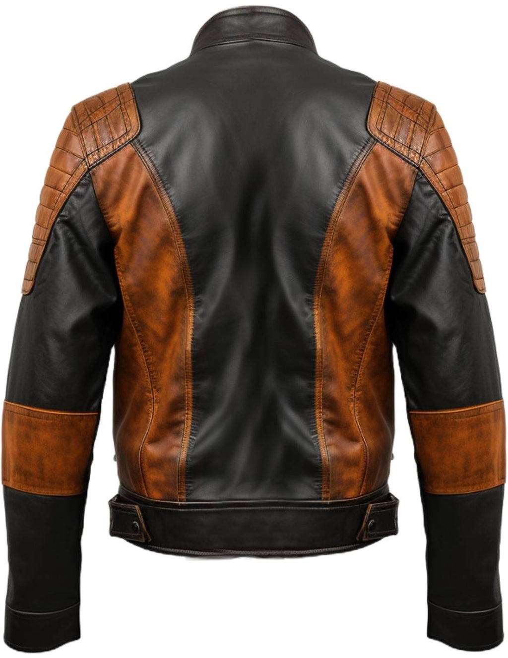 Men's Orange and Black Waxed Leather Jacket