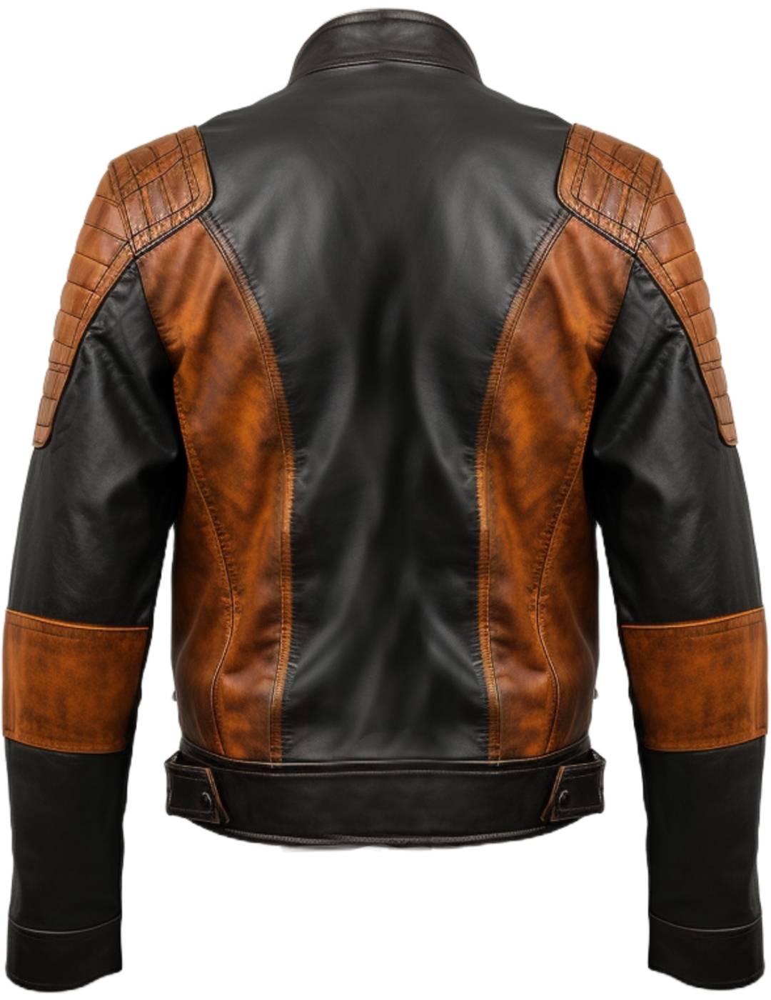Men's Orange and Black Waxed Leather Jacket