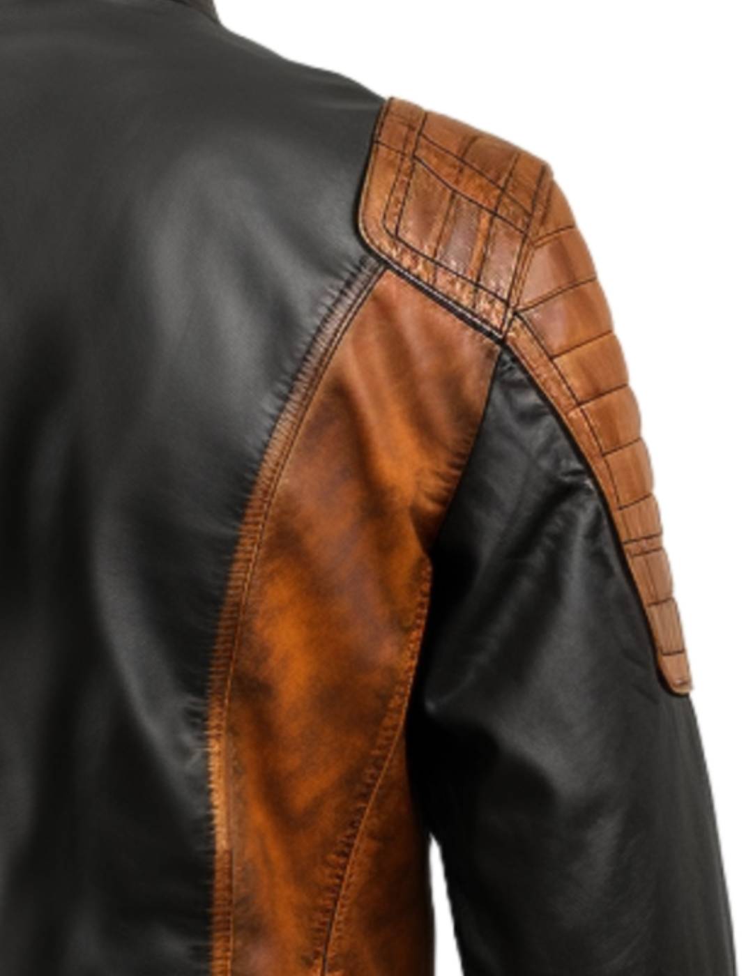 Men's Orange and Black Waxed Leather Jacket
