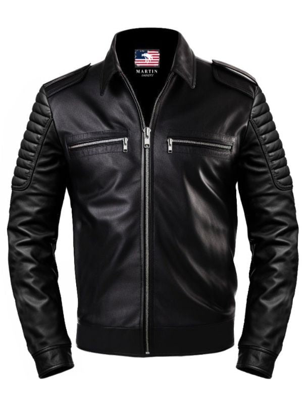 Men's Black Slim Rider Leather Jacket