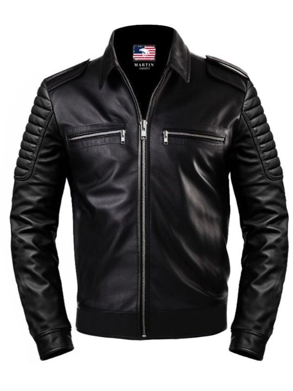 Men's Black Slim Fit Leather Jacket