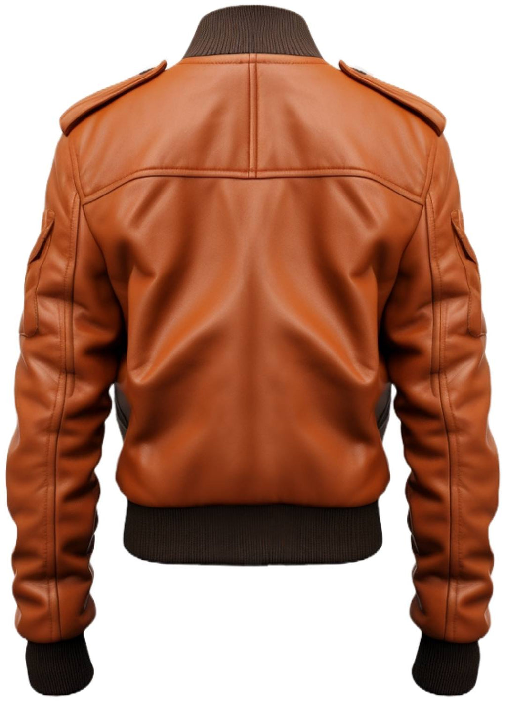 Men's Brown Multi-Pocket Leather Bomber Jacket