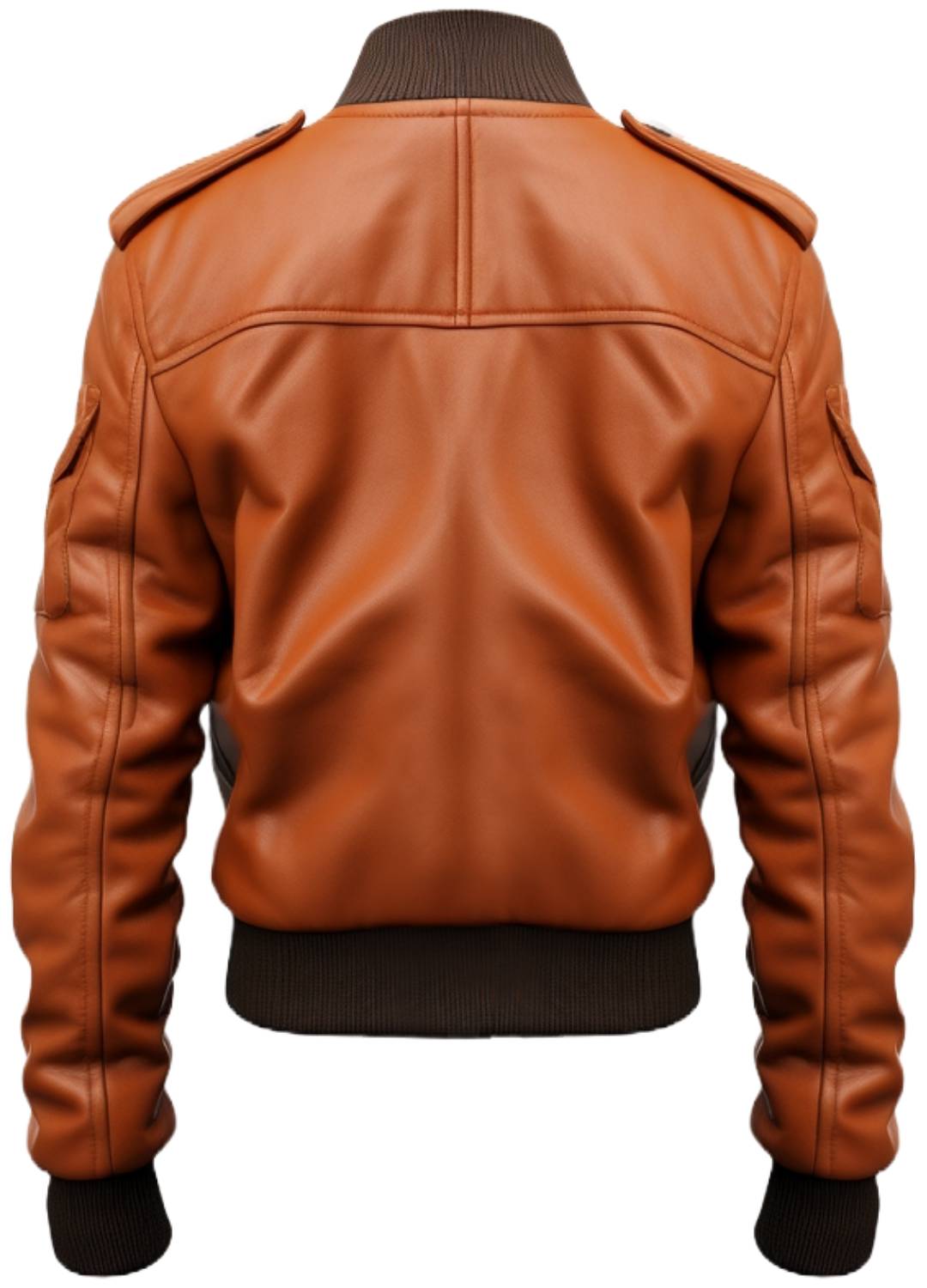 Men's Brown Multi-Pocket Leather Bomber Jacket