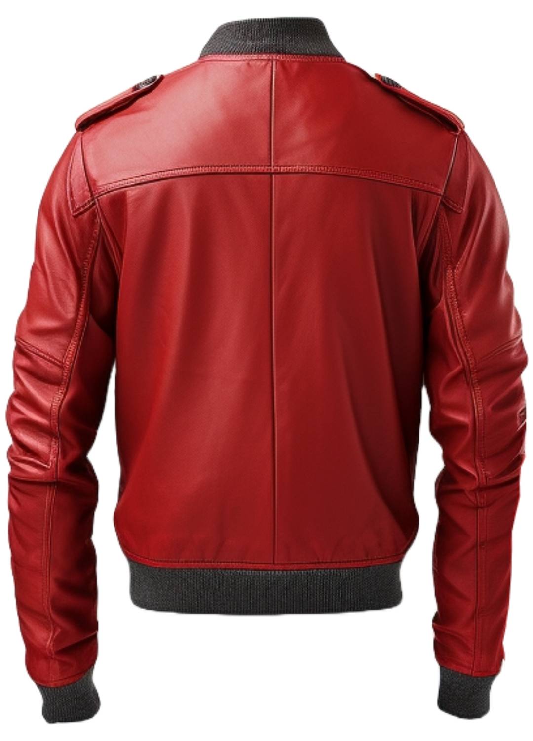 Men's Red Leather Bomber Jacket