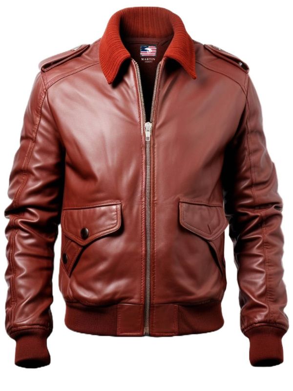 Men's Tan Brown James Leather Bomber Jacket
