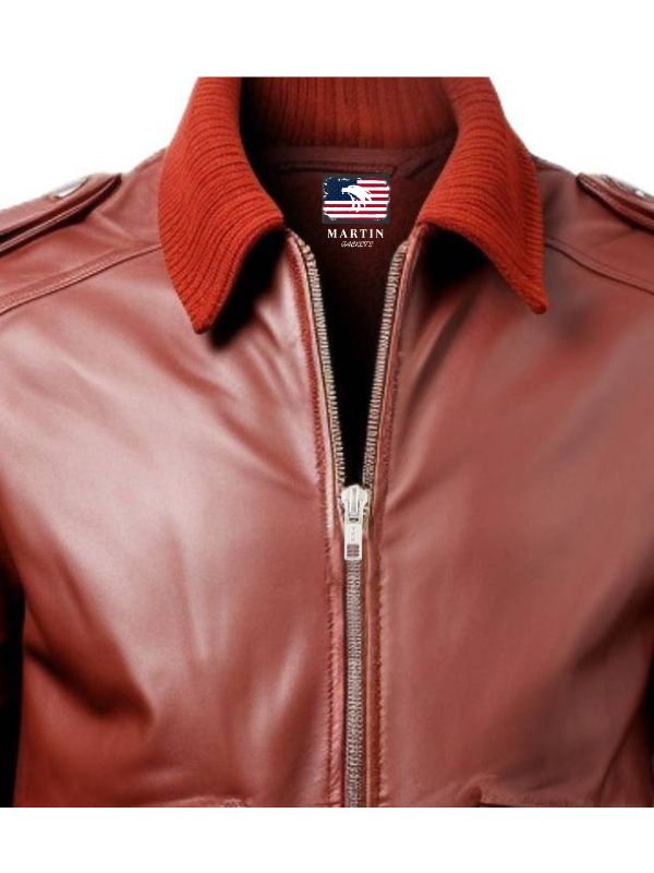 Men's Tan Brown James Leather Bomber Jacket