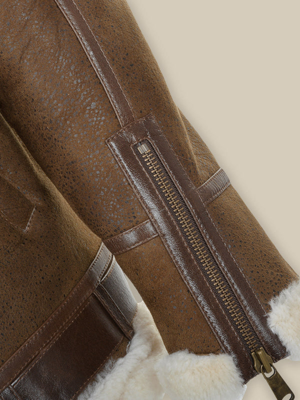 Men’s Umber Brown Shearling Leather Jacket