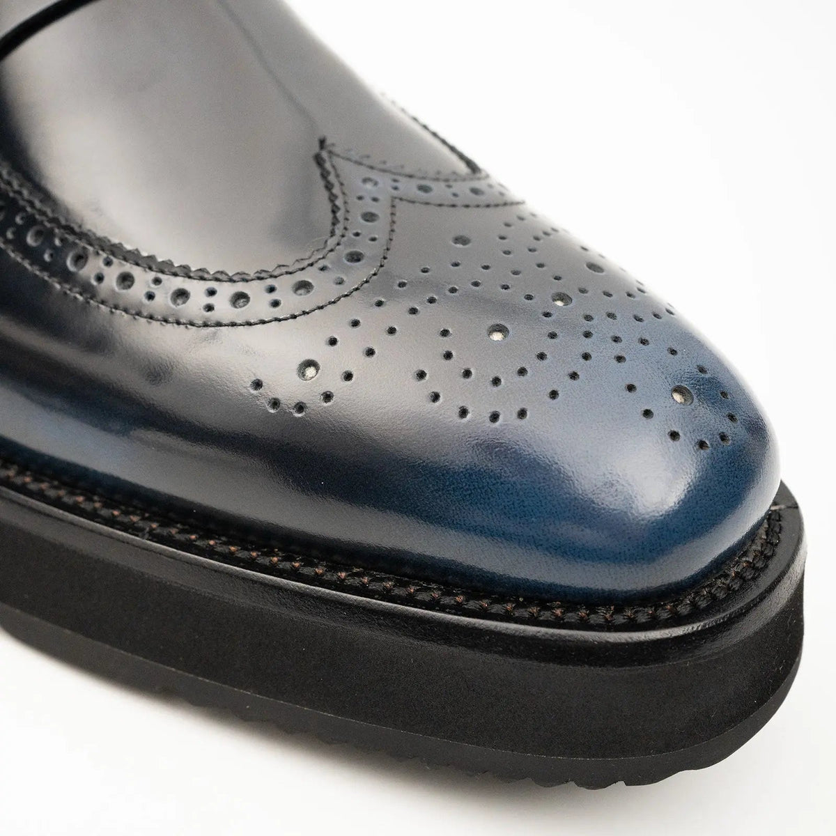 Blue Platform Calf Leather Loafers