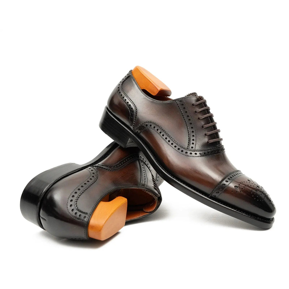 Men's Goodyear Welted Brogue Oxford Shoes Brown
