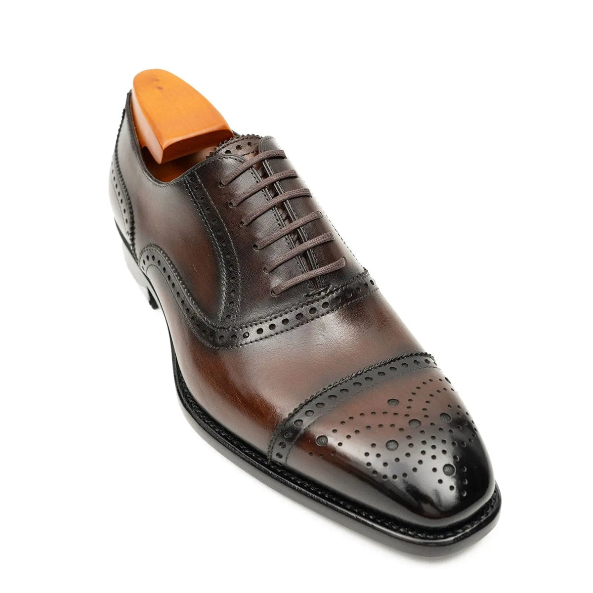 Men's Goodyear Welted Brogue Oxford Shoes Brown
