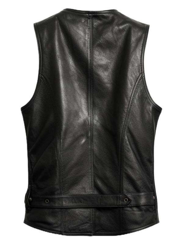 Men's Lightweight Black Genuine Leather Vest