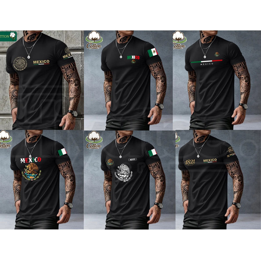 Men's Heavyweight Loose-Fit Mexican Heritage T-Shirt – Summer Casual Streetwear Tee