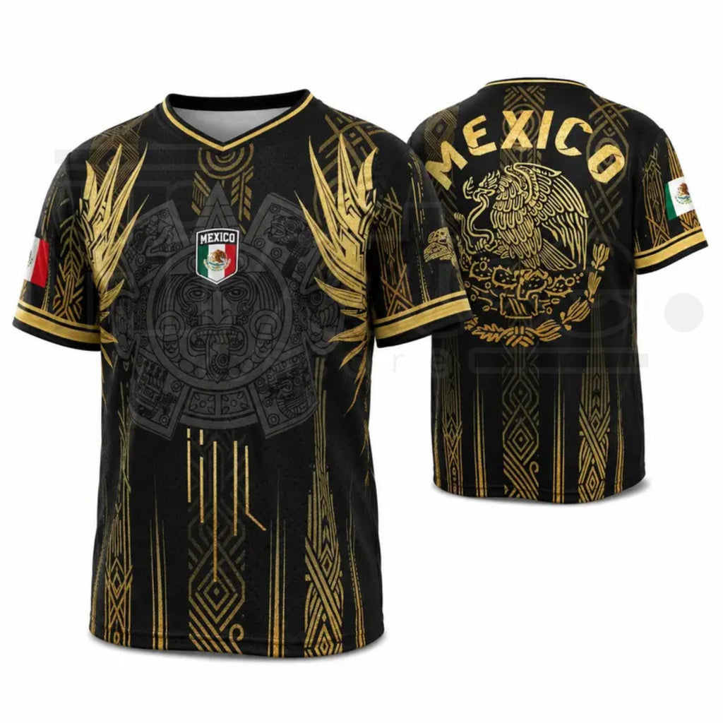 Men's Mexican Aztec Soccer Top – Mexico 2026 Jersey, Casual Sports Fan Gear for Game Day & Training