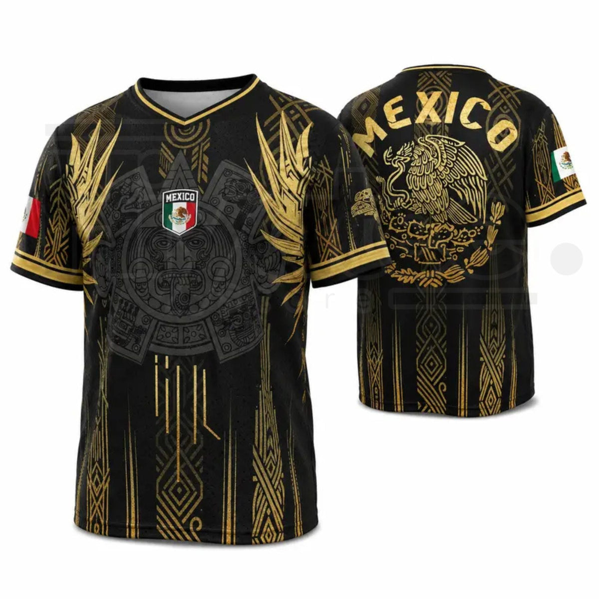 Men's Mexican Aztec Soccer Top – Mexico 2026 Jersey, Casual Sports Fan Gear for Game Day & Training