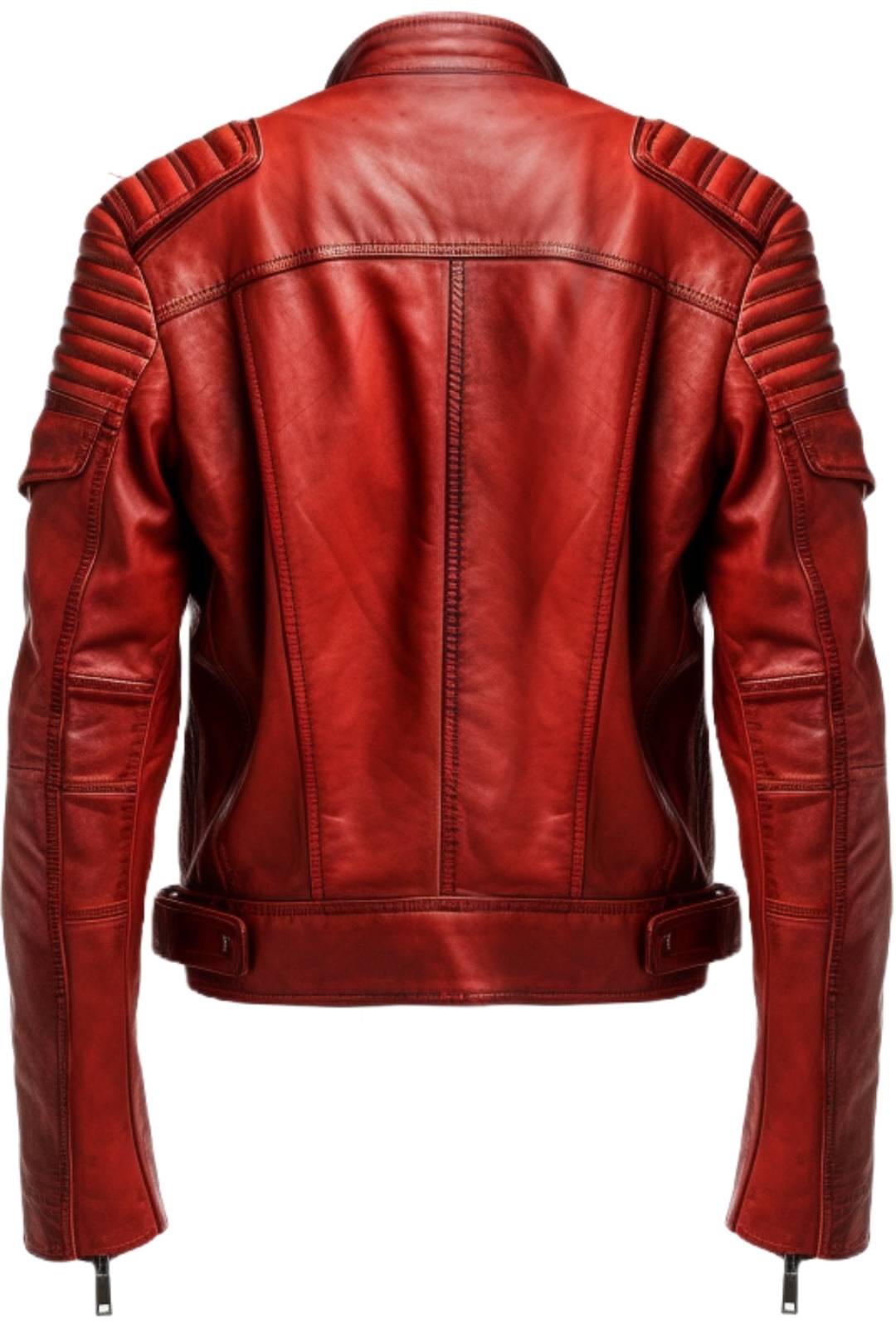 Men's Red Leather Biker Jacket