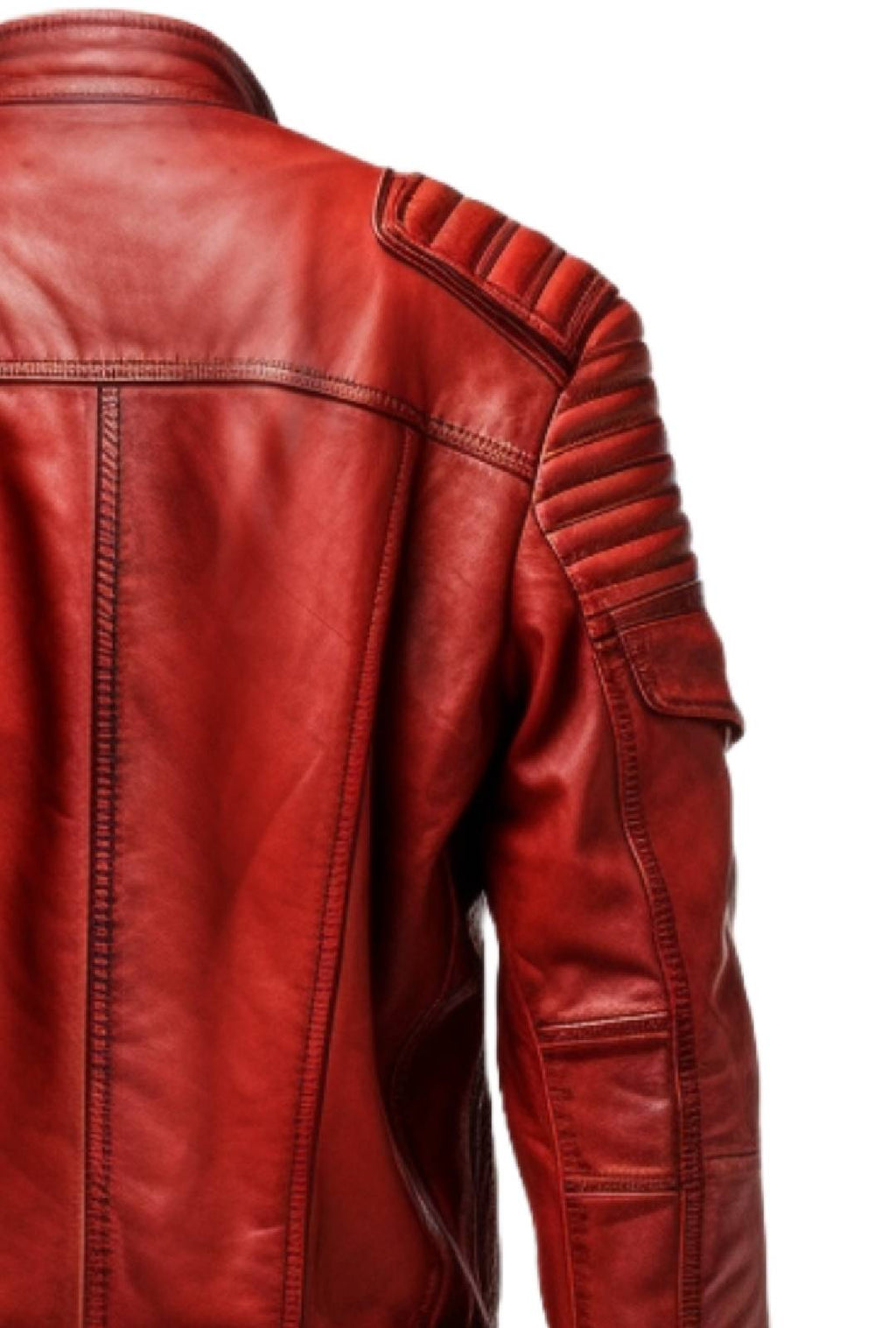 Men's Red Leather Biker Jacket