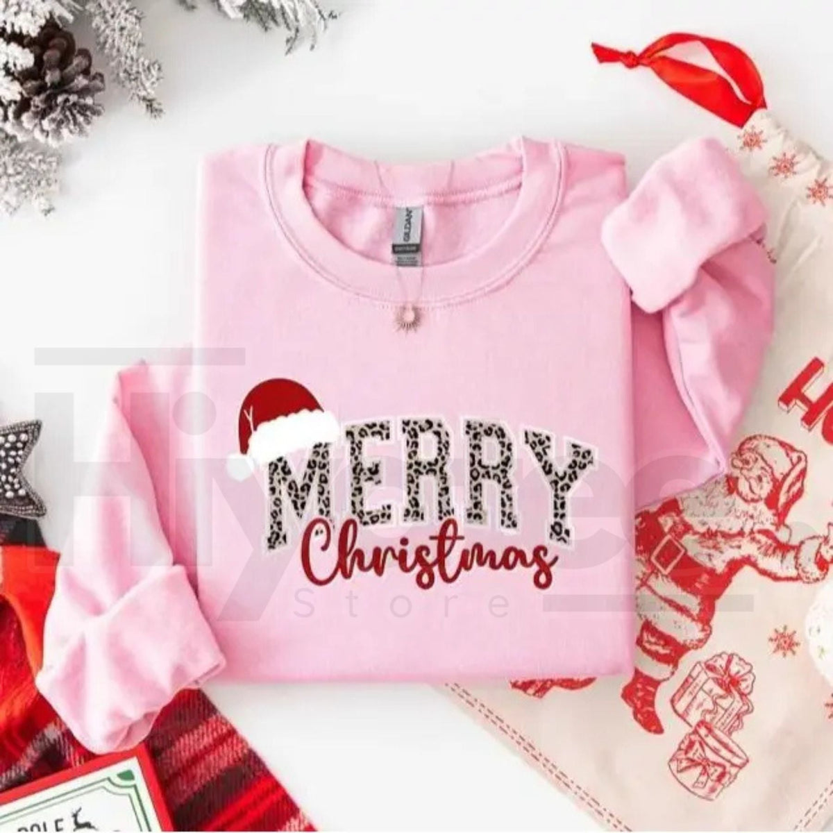 Merry Christmas Sweatshirt – Buffalo Plaid Holiday Crewneck, Cute Winter Family Xmas Sweater for Women