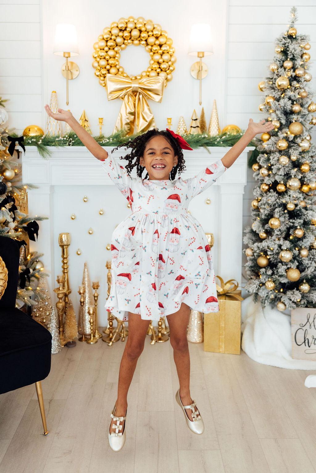 Mistletoe Magic 3/4 Sleeve Pocket Twirl Dress