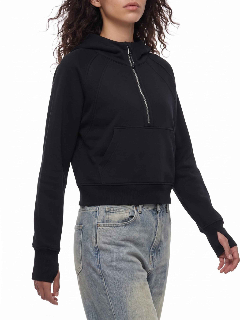 Loki & Ivy Cropped Half-Zip Hoodie