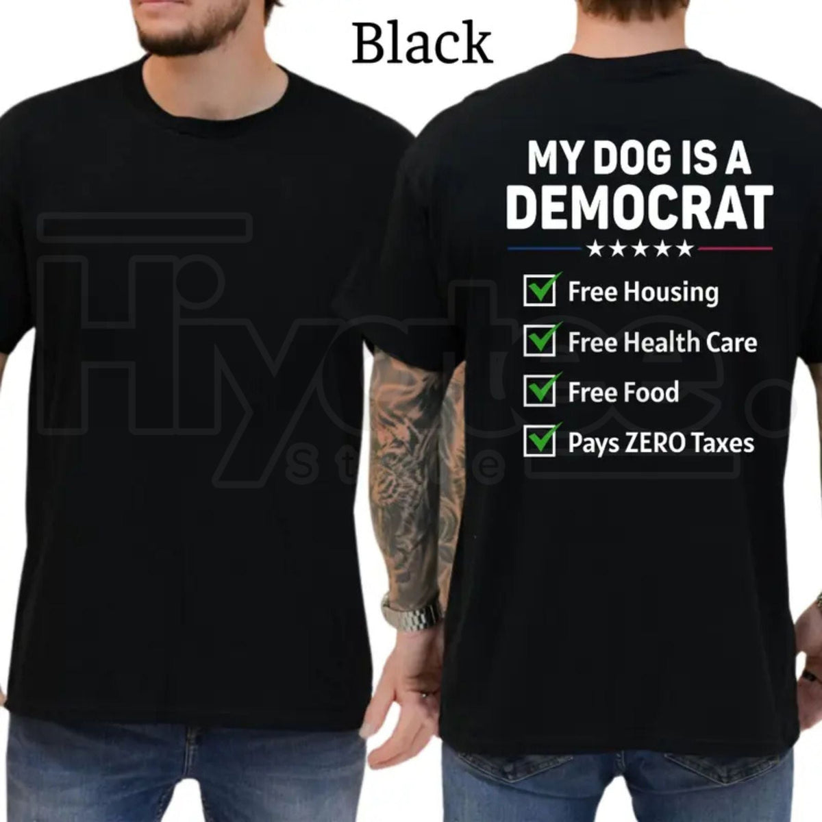 My Dog Is A Democrat Funny T-Shirt – Conservative Political Graphics Tee for Men