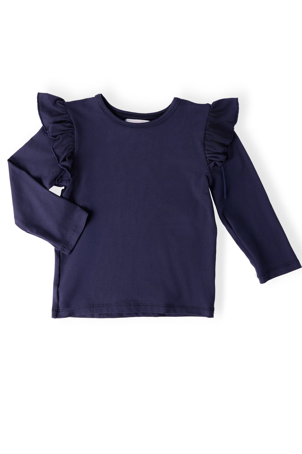 Navy L/S Ruffle Tee