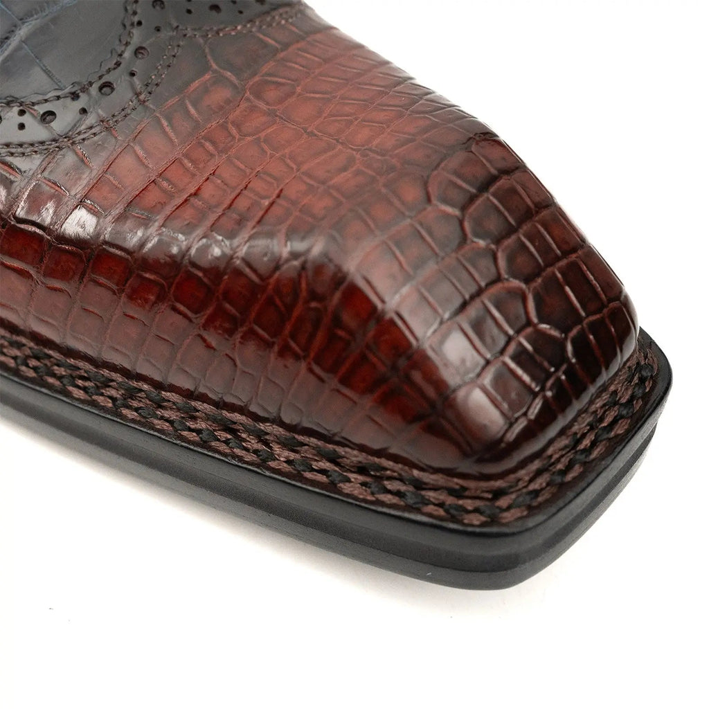 Multicolor Textured Square-Toe Derby Shoe