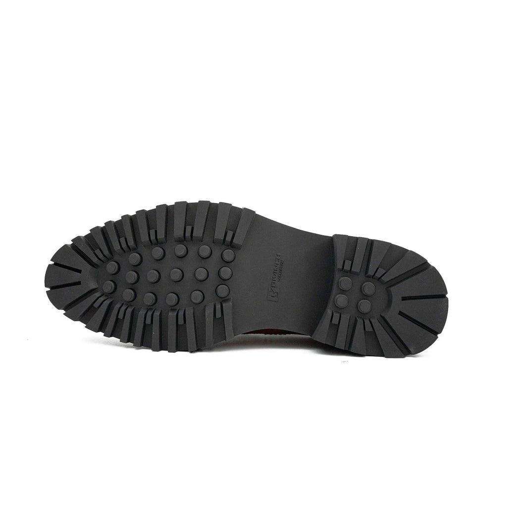 Orange-Brown Textured Lug Sole Single Buckle Monk Shoe