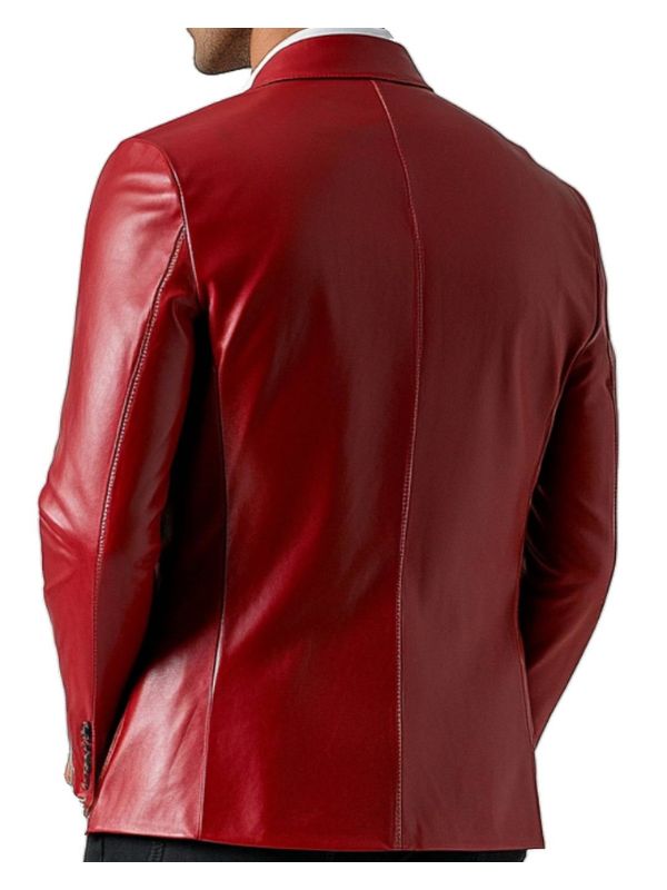 Adan Men's Red Leather Blazer
