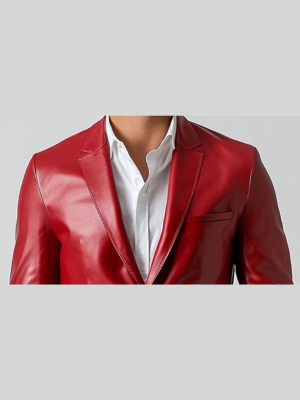 Adan Men's Red Leather Blazer