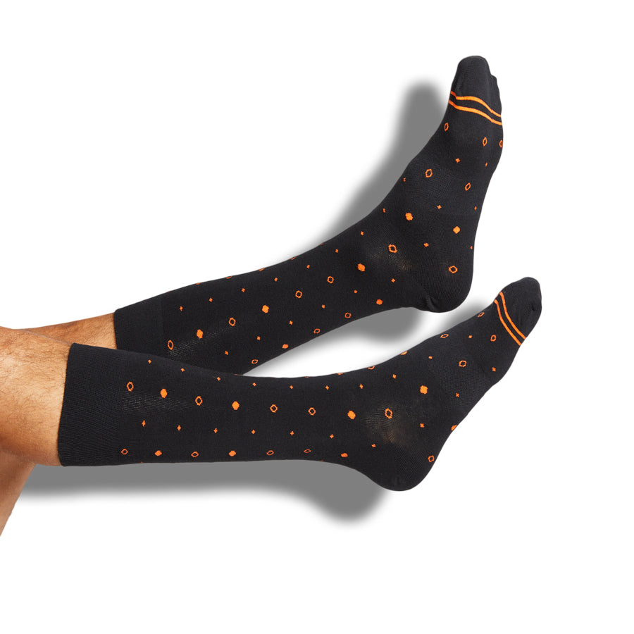 Orange and Black Mixed Dot Dress Socks