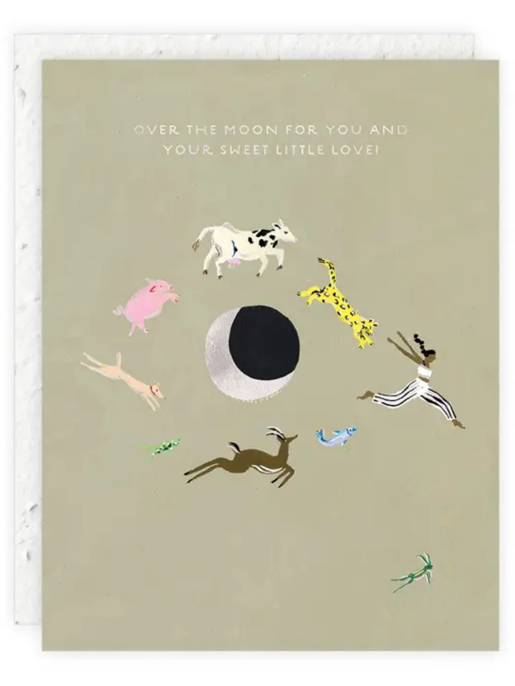 Over the Moon - Seeded Baby Congratulations Card