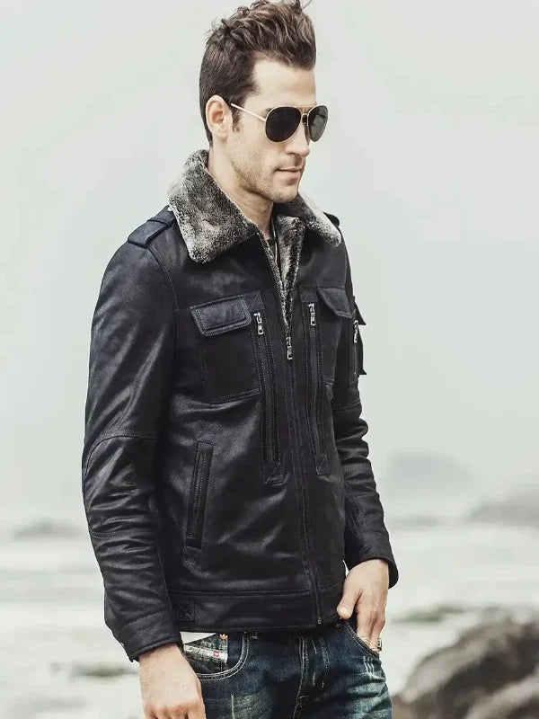 Aurora Men's Black Faux Shearling Jacket