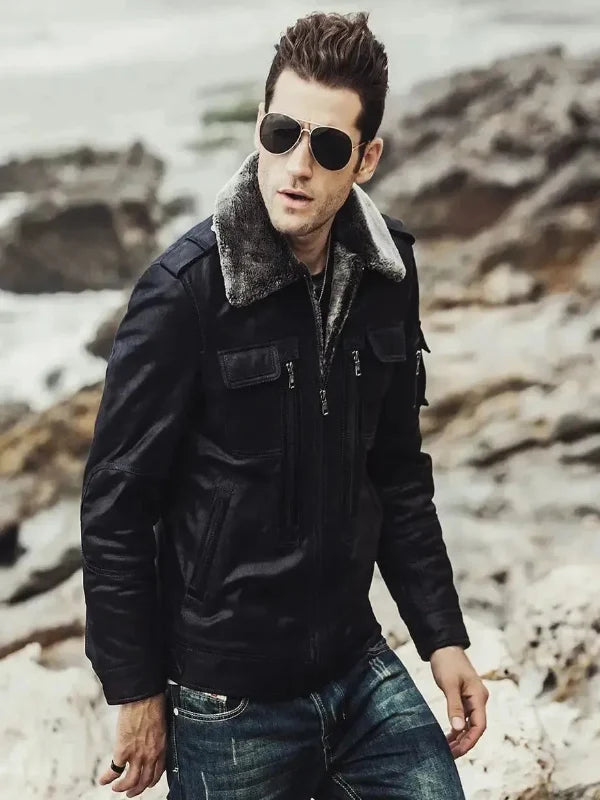 Aurora Men's Black Faux Shearling Jacket