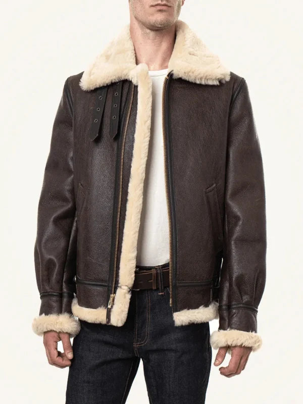 Men's Brown Shearling B3 Leather Jacket