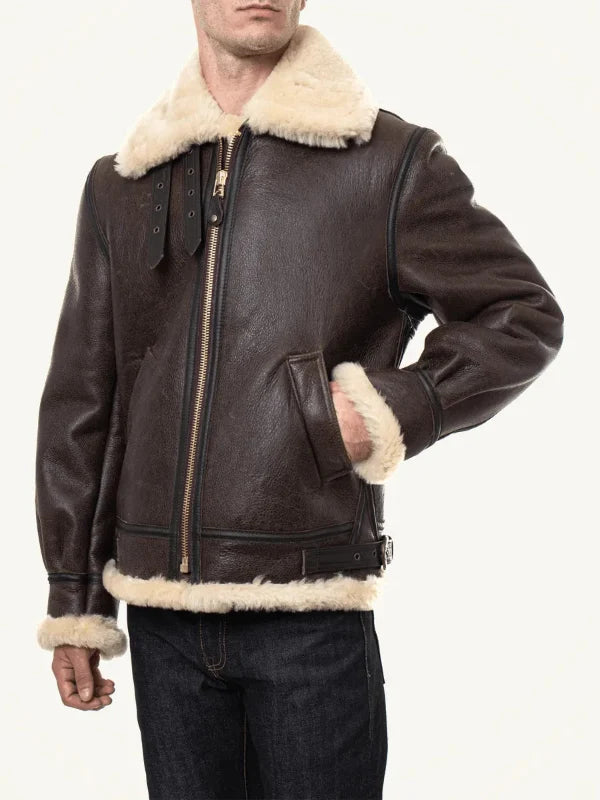 Men's Brown Shearling B3 Leather Jacket