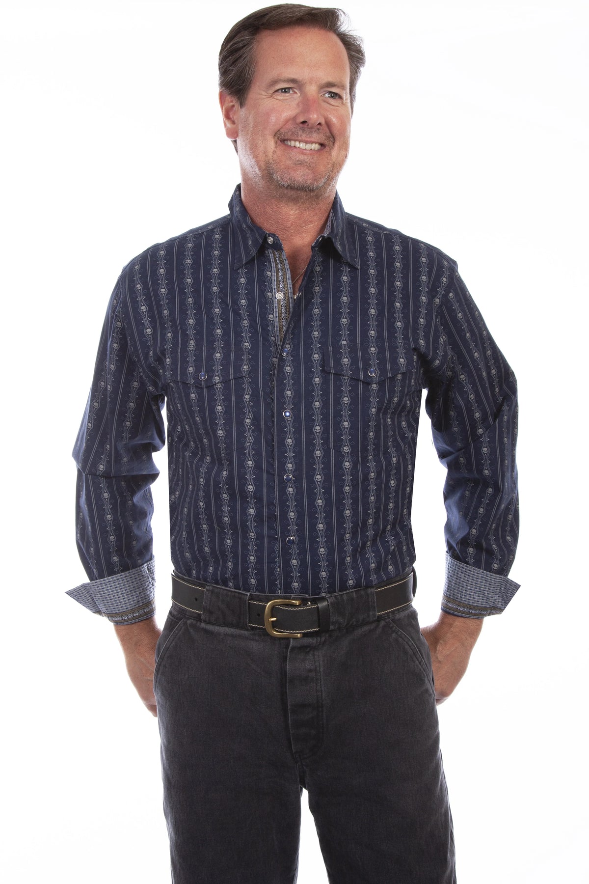 Scully Skull Stripes (PS-093) - Men's Dress Shirt