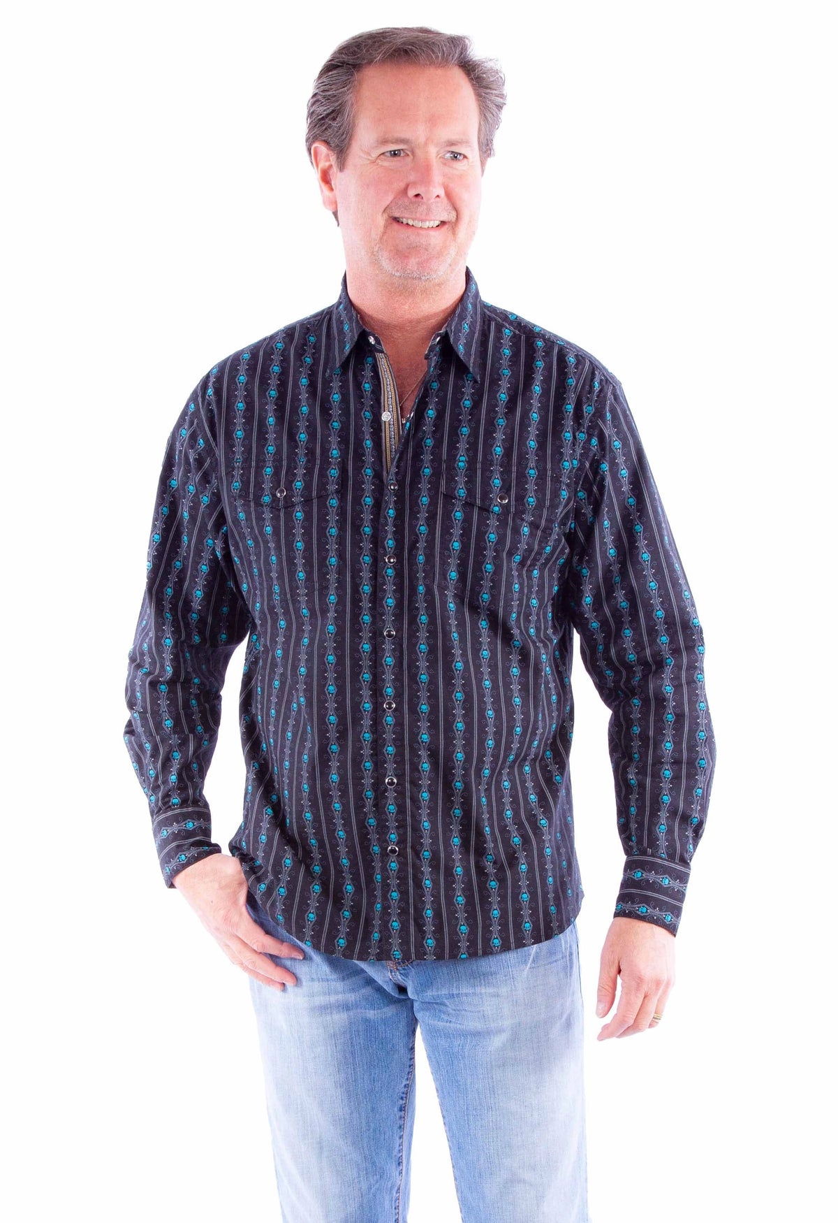 Scully Skull Stripes (PS-093) - Men's Dress Shirt