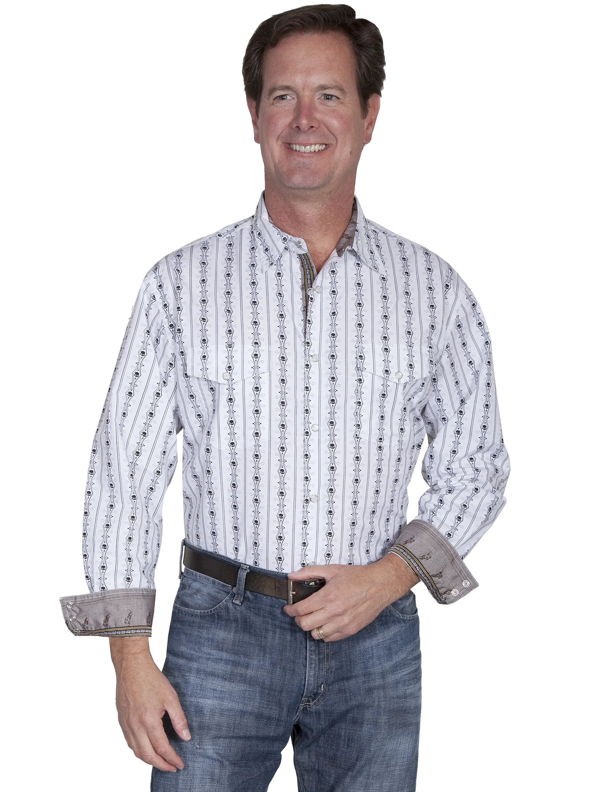 Scully Skull Stripes (PS-093) - Men's Dress Shirt