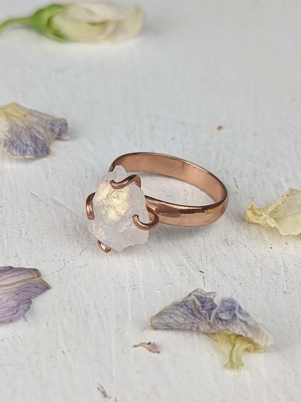 Raw Moonstone Prong Ring