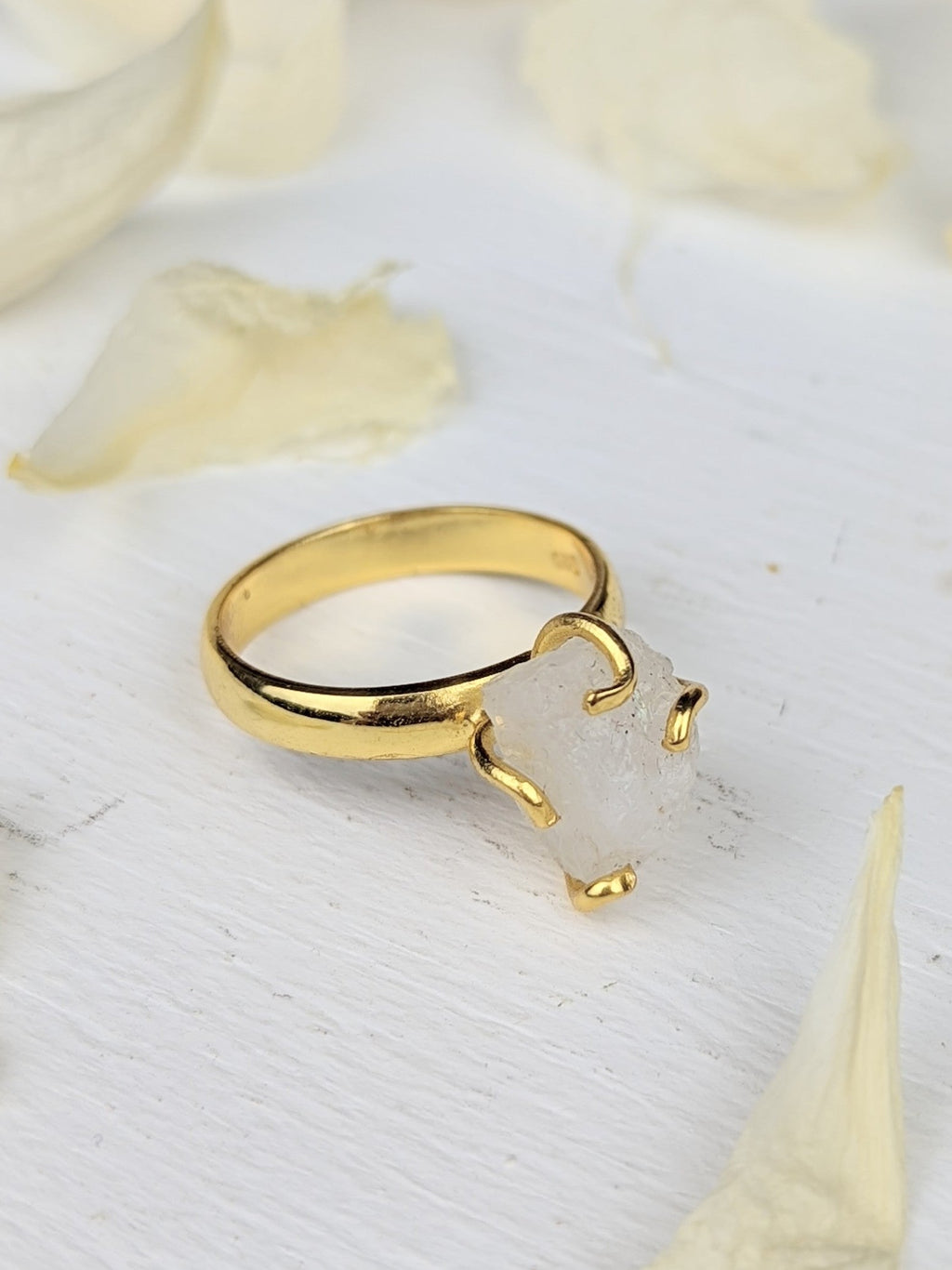 Raw Moonstone Prong Ring