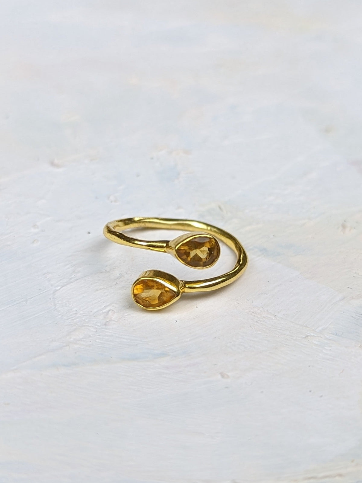 Citrine Teardrop Wrap Ring