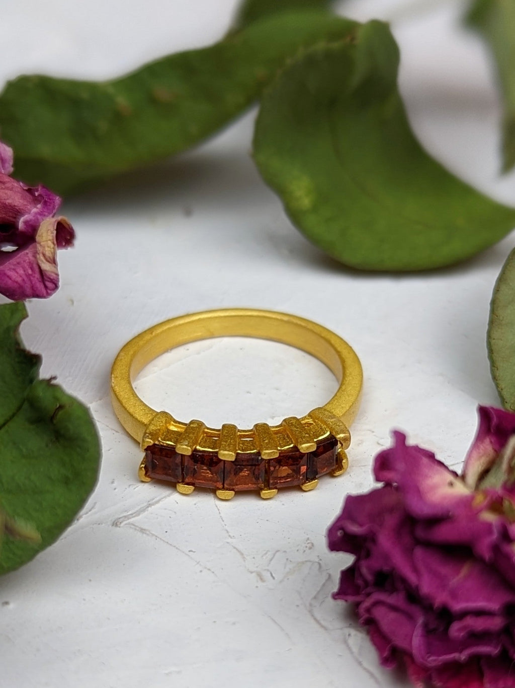 Garnet Squares Gemstone Ring